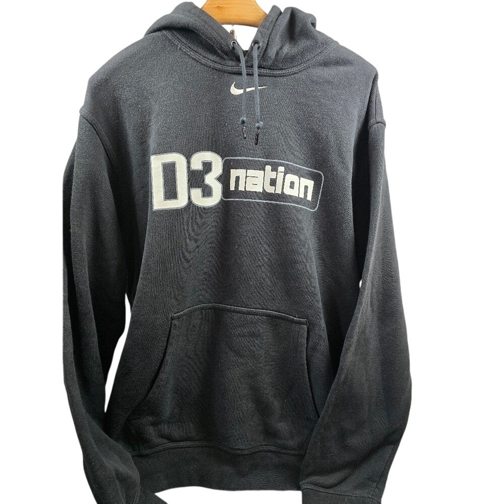 Nike D3 Nation Hoodie Mens XL Black Graphic Pullover Sweatshirt Swoosh Logo